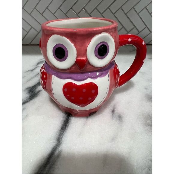 Valentine day Hearts Owl Mug by blueberry cove - Picture 1 of 6